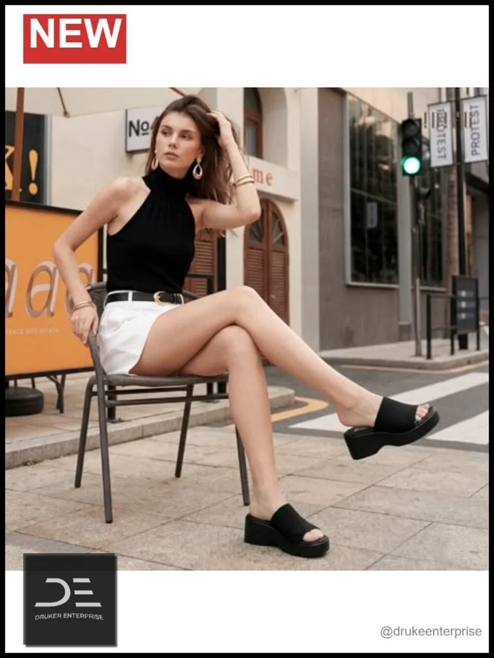 Comfortable Square Open Toe Chunky Platform Wedge Slide Sandals